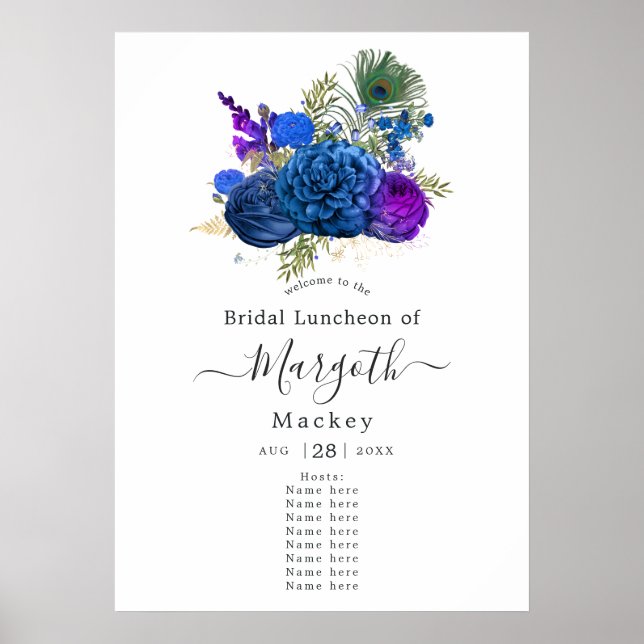 Vintager Blumenpfauenhof Poster (Vorne)