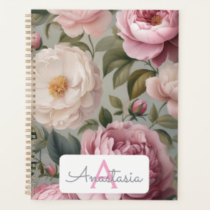 Vintager Blumenplaner mit Name und Monogramm Planer