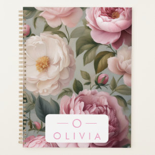 Vintager Blumenplaner mit Name und Monogramm Planer