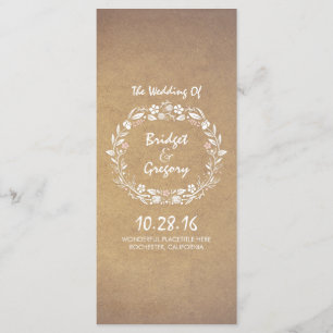 Vintager Blumenreath Elegante Hochzeitsprogramme Programm