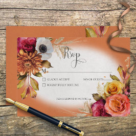 Vintager Blumenrost und Fuchsia-Ansprechkarte RSVP Karte
