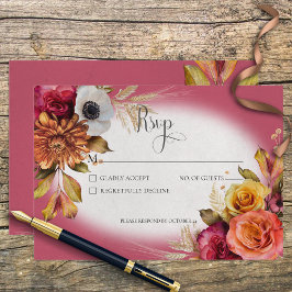 Vintager Blumenrost und Fuchsia-Ansprechkarte RSVP Karte