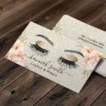 Vintager Blumensalon Ivory Glitzer Lashes Visitenkarte<br><div class="desc">Vintage florale Ivory Glitzer Lashes & Brows Salon Business Cards.</div>