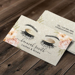 Vintager Blumensalon Ivory Glitzer Lashes Visitenkarte