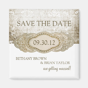 Vintager Blumensammlungs-Save the Date Magnet