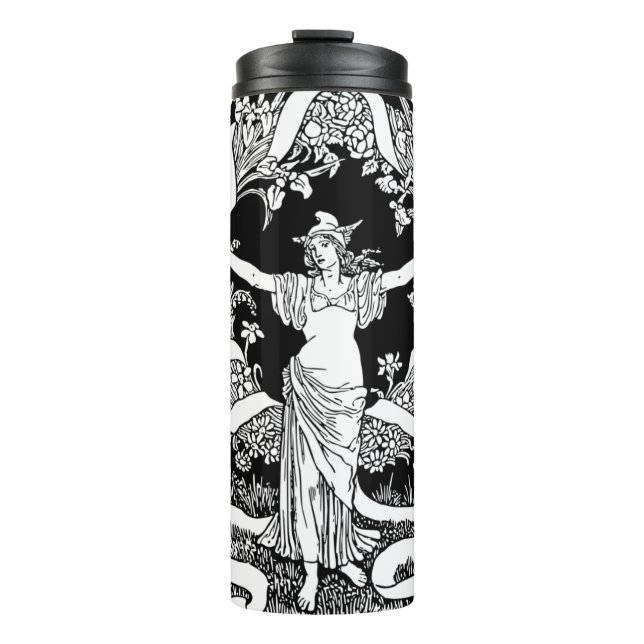 Vintager Blumenschädel Thermosbecher (Vorderseite)