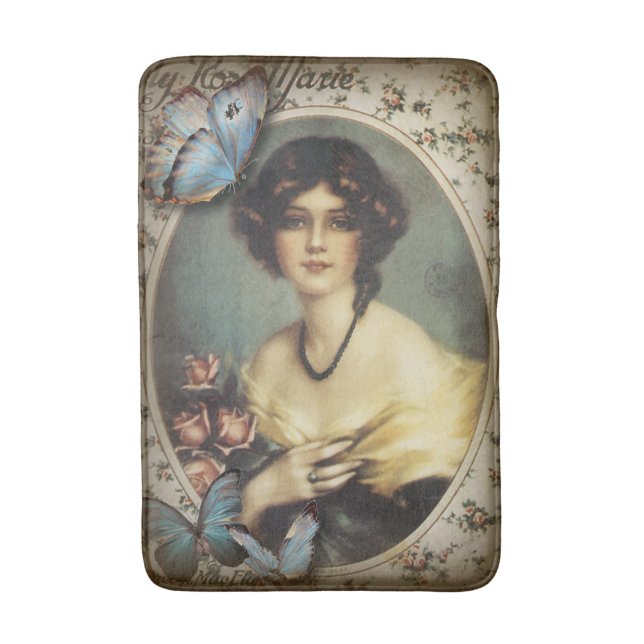 Vintager Blumenschmetterling, viktorianisch Badematte (Vorderseite Vertikal)