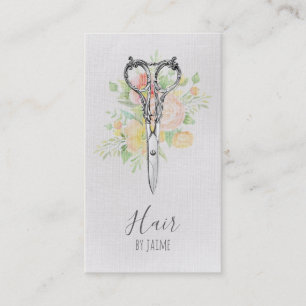 Vintager Blumenskript Hairstylist-Haar-Stylist Visitenkarte