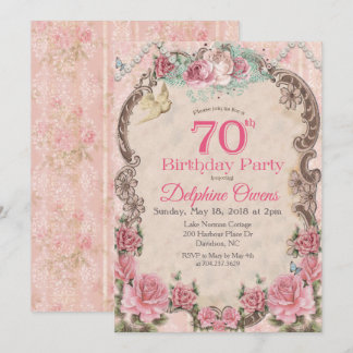 Vintager Blumenstrauß 70. Geburtstag Einladung