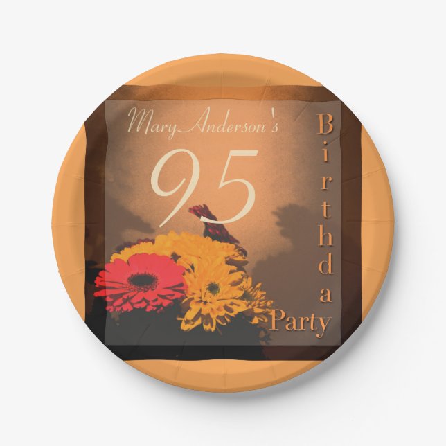 Vintager Blumenstrauß-95. Pappteller (Vorderseite)