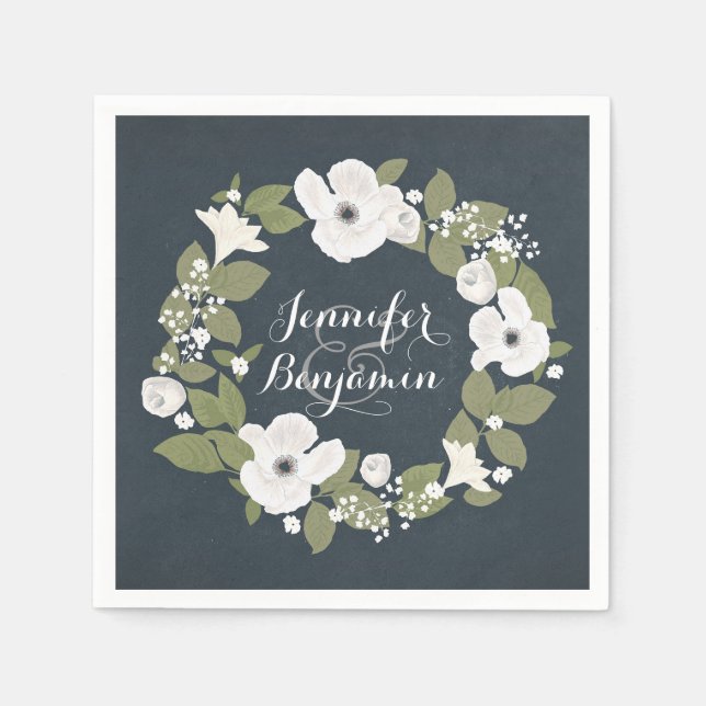 Vintager Blumenstrauß Hochzeitsnapkins Serviette (Vorderseite)