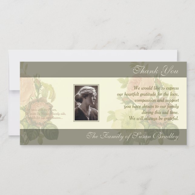 Vintager Blumenstrauß mit Rahmen Beileid danken Dankeskarte (Vorderseite)