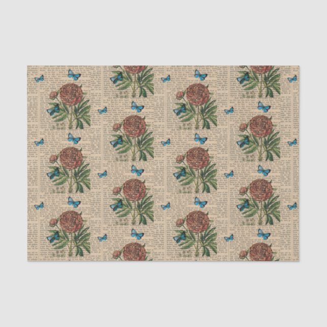 Vintager Blumenstrauß Seidenpapier (Vorderseite)