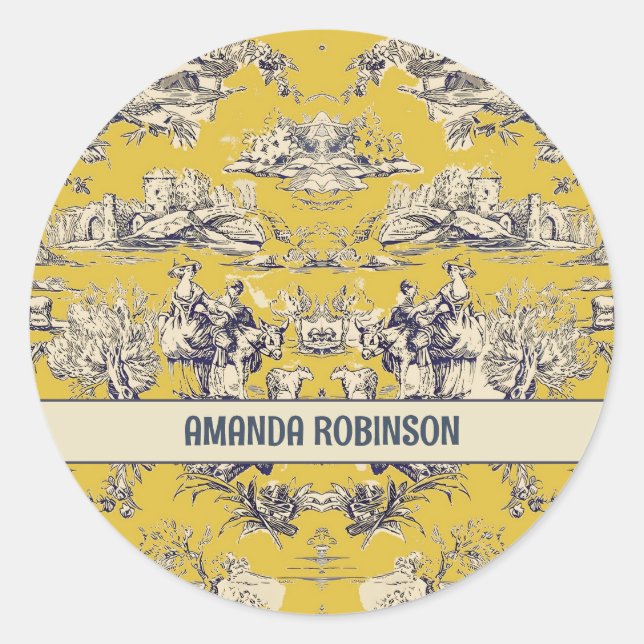 Vintager Blütengelber Schornstein Runder Aufkleber (Vorderseite)