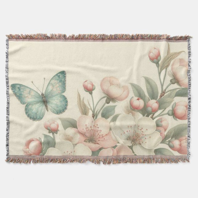 Vintager Blütenschmetterling Decke (Vorderseite)
