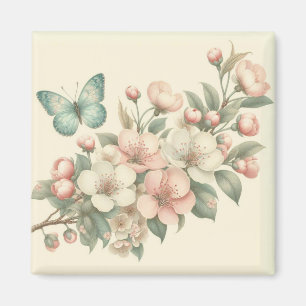 Vintager Blütenschmetterling Magnet