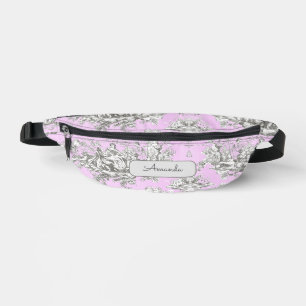 Vintager Blütensee Pink Toile de jouy monogram sl Bauchtasche