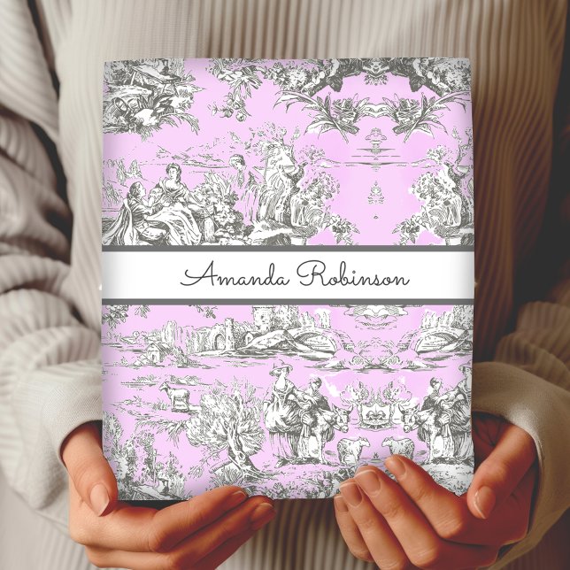 Vintager Blütensee Rosa Toile de jouy Monogramm Geschenkpapier Set (Von Creator hochgeladen)