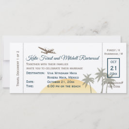 Vintager Boarding Pass Hochzeit auf ecru Einladung