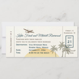 Vintager Boarding Pass Hochzeit auf ecru Einladung