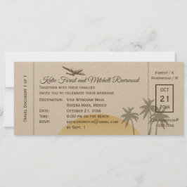 Vintager Boarding Pass Wedding & UAWG on Kraft Einladung
