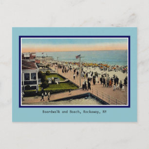 Vintager Boardwalk und Strand Rockaway Park NY Postkarte