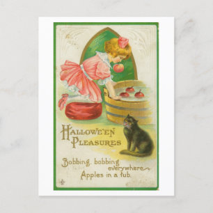 Vintager Bobbing zu Äpfeln Halloween Postkarte