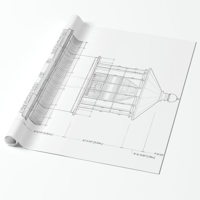 Vintager Bodie-Insel-Leuchtturm-Plan Geschenkpapier (Ungerollt)