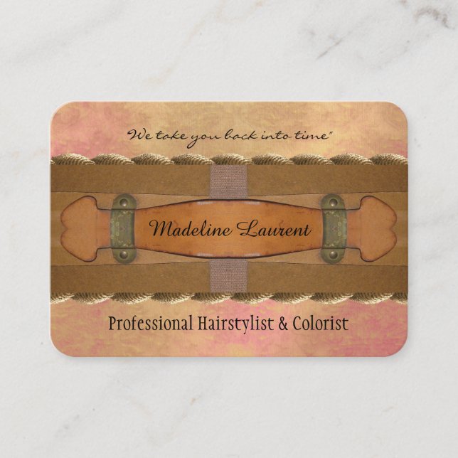 Vintager Bohemischer Hairstylist-Salon rund Visitenkarte (Vorderseite)