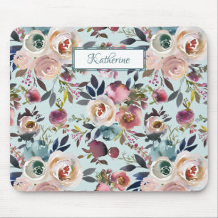 Vintager Boho mit der Bezeichnung gestrichene Rose Mousepad