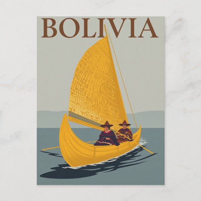 Vintager Boliviensee Titicaca Postkarte (Vorderseite)