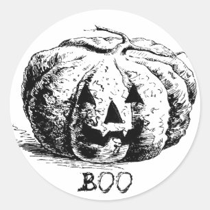 Vintager Boo-Jack O Laternen-Kürbis Runder Aufkleber