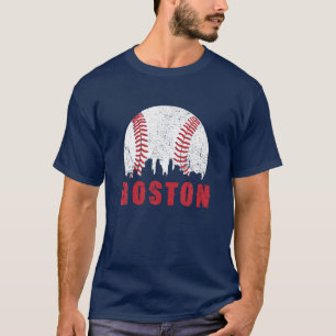 Vintager Boston Skyline Baseball-Rückschlag für  T-Shirt