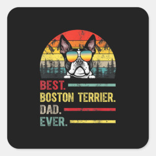 Vintager Boston Terrier Dog Lover Vathers Day Gesc Quadratischer Aufkleber