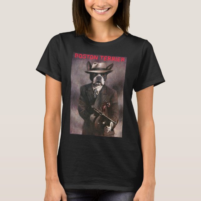 Vintager Boston-Terrier-Gangster-T - Shirt (Vorderseite)
