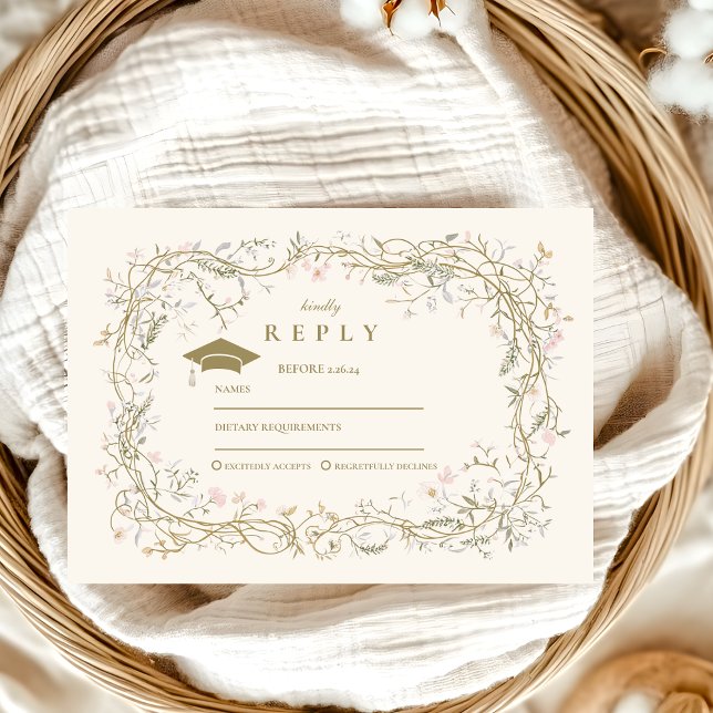 Vintager botanischer Abschluss RSVP Karte (Von Creator hochgeladen)