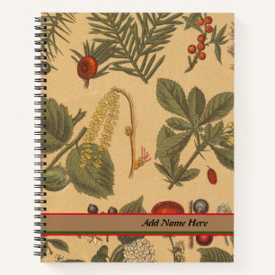 Vintager botanischer benutzerdefinierbarer Name Notizbuch