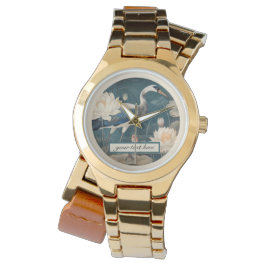 Vintager botanischer Blaukran anpassbar Armbanduhr