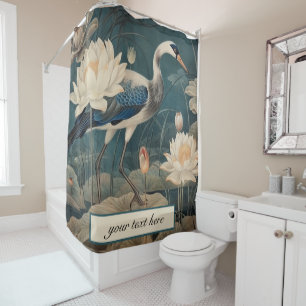 Vintager botanischer Blaukran anpassbar Duschvorhang