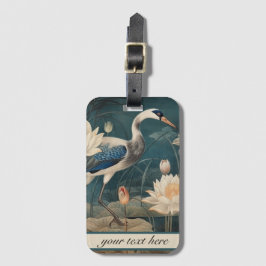 Vintager botanischer Blaukran anpassbar Gepäckanhänger