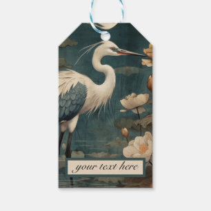 Vintager botanischer Blaukran anpassbar Geschenkanhänger