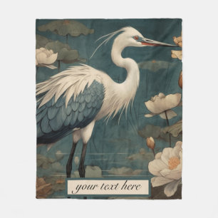 Vintager botanischer Blaukran individuell anpassba Fleecedecke
