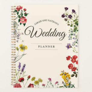 Vintager Botanischer Blume Hochzeitsplaner Planer