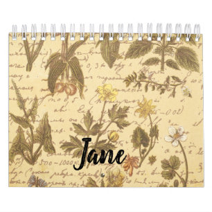Vintager Botanischer Blumenkalender Kalender
