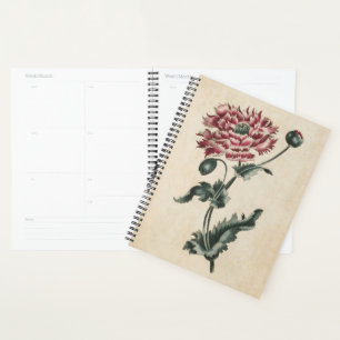 Vintager Botanischer Blumenmohn Planer