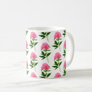 Vintager botanischer Druck, pinkfarbene rosa Kaffeetasse