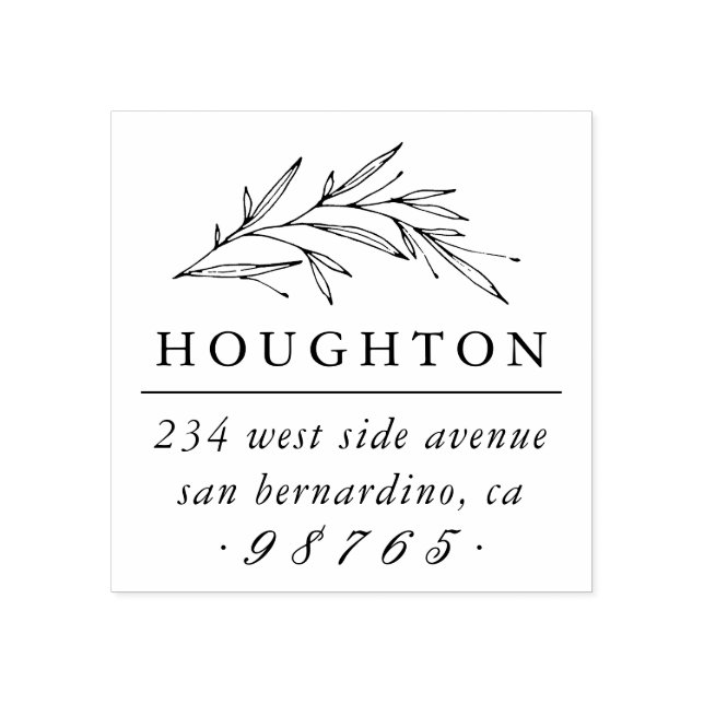 Vintager botanischer Familienname und Rücksendeadr Gummistempel (Prägung)