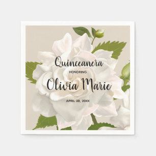 Vintager botanischer Gardenia BlumenQuinceañera Serviette