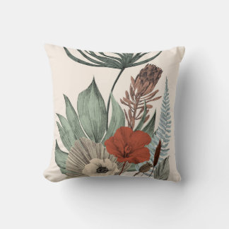 Vintager botanischer Garten - Wildblumen & Protea  Kissen