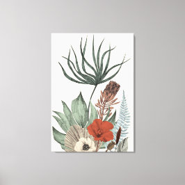 Vintager botanischer Garten - Wildblumen & Protea Leinwanddruck